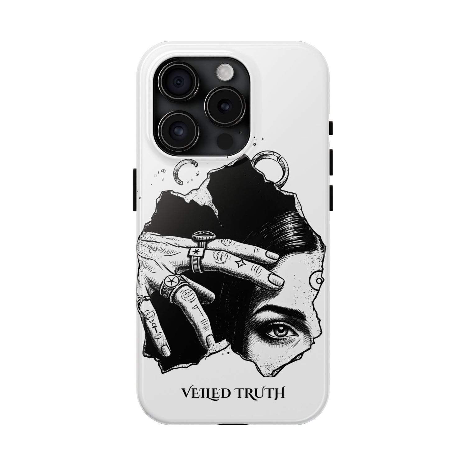 Tough Phone Case — Veiled Truth Black &amp; White Mystic Illustration