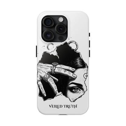 Tough Phone Case — Veiled Truth Black &amp; White Mystic Illustration