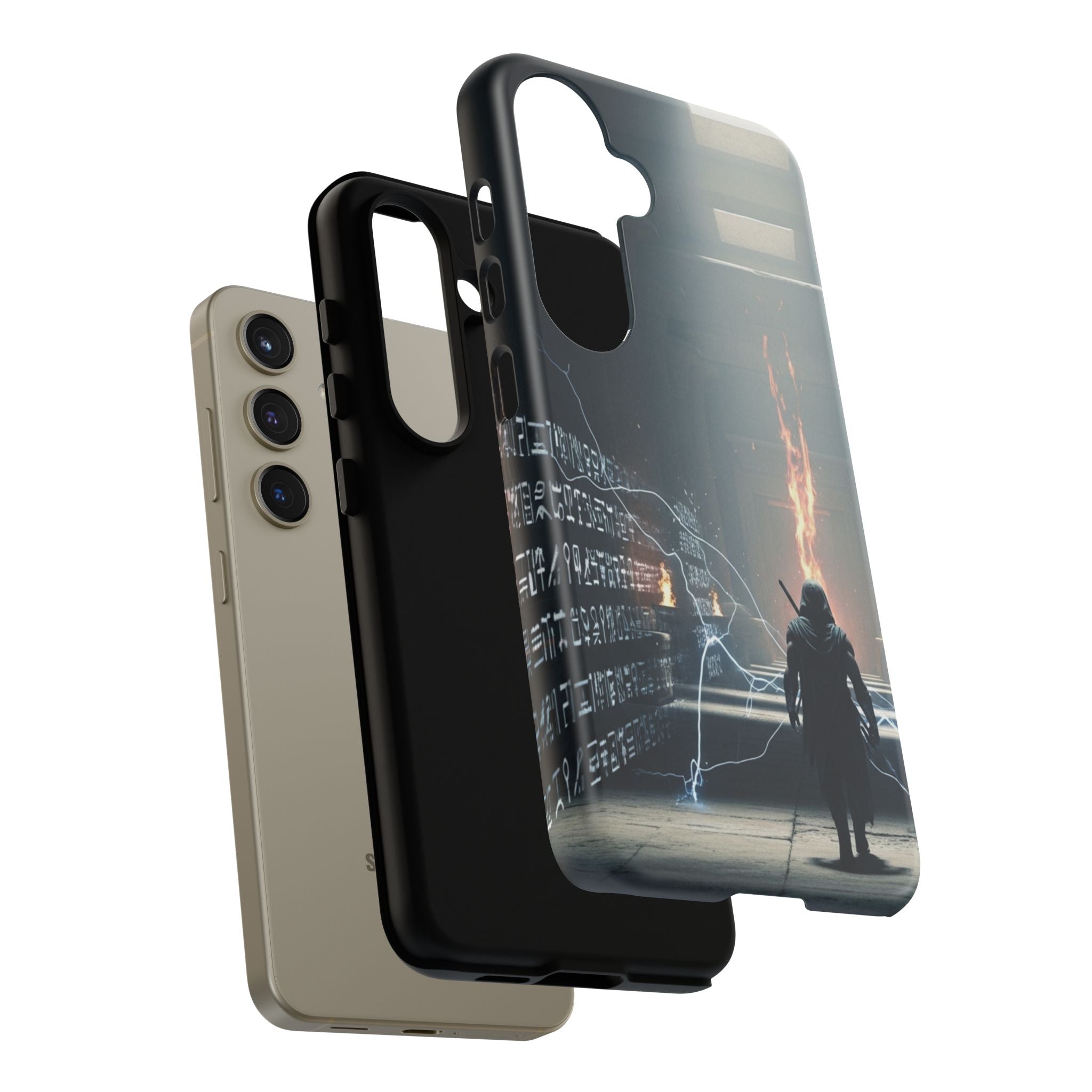 Phone Case - Cybermage Silhouette with Lightning Spell