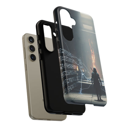 Phone Case - Cybermage Silhouette with Lightning Spell