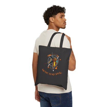 Canvas Tote Bag — Geometric Musical Horse &amp; Intricate Mandala Horse Art