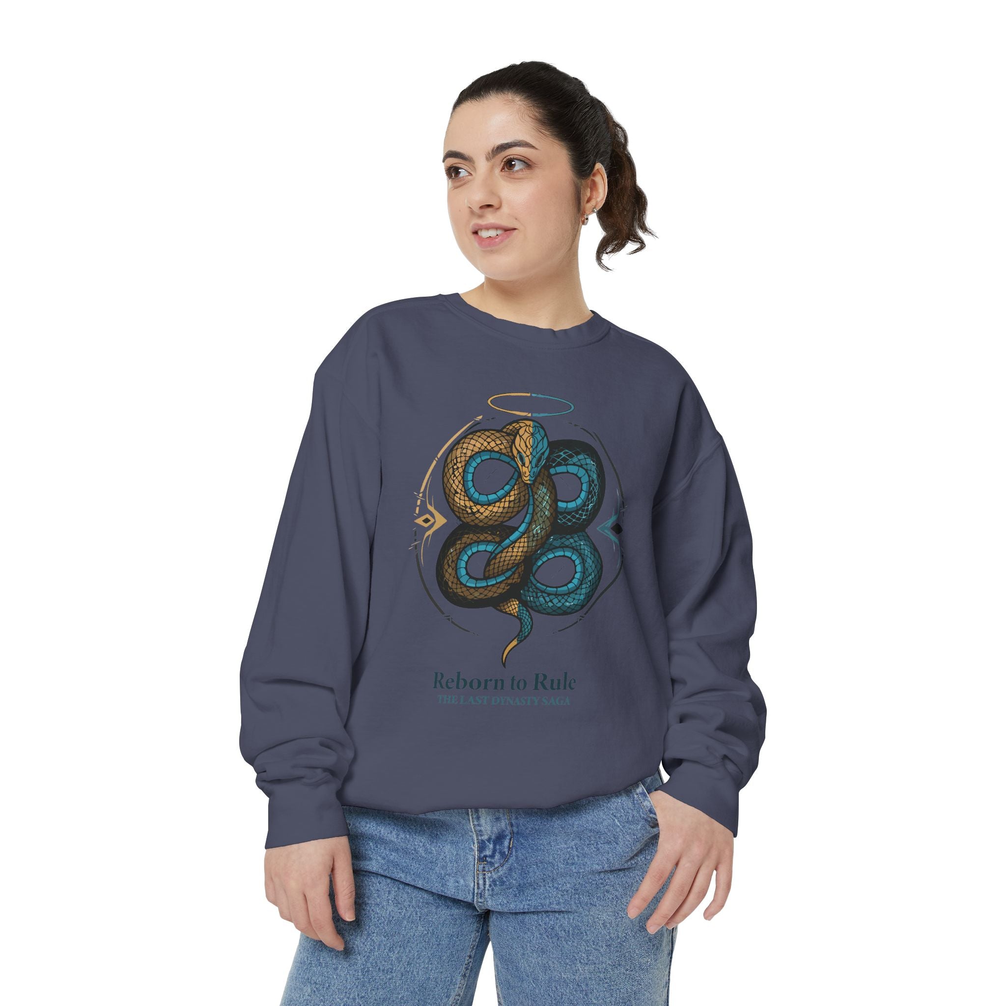 Snake Emblem Sweatshirt — "Reborn to Rule" Graphic Crewneck