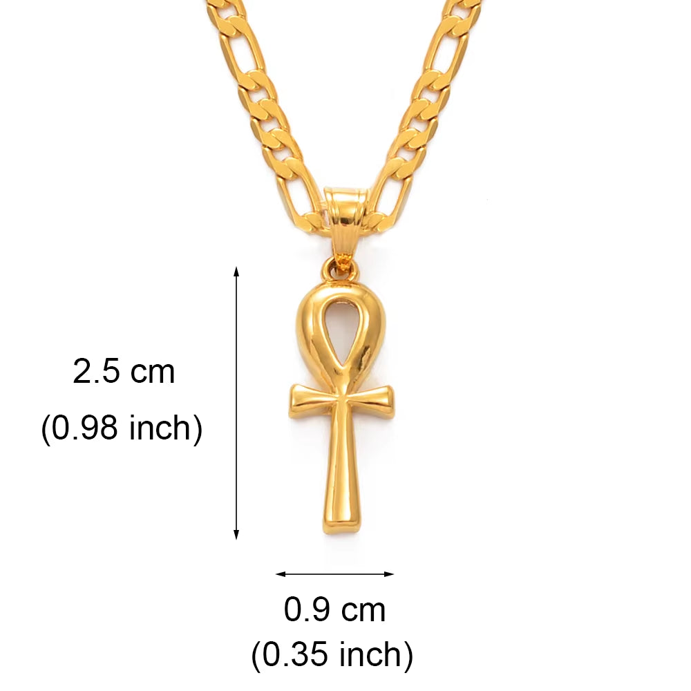 Gold Ankh Pendant Necklace Key of Life – 1 inch