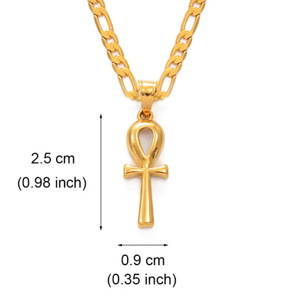 Gold Ankh Pendant Necklace Key of Life – 1 inch