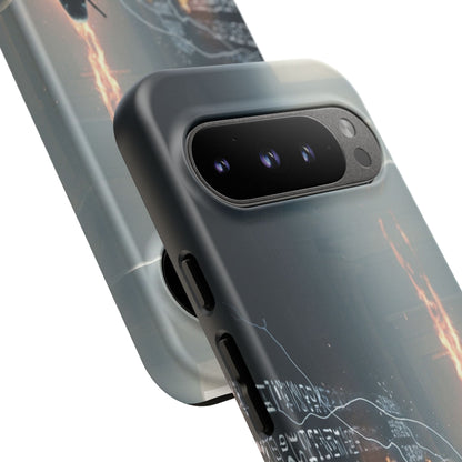 Phone Case - Cybermage Silhouette with Lightning Spell