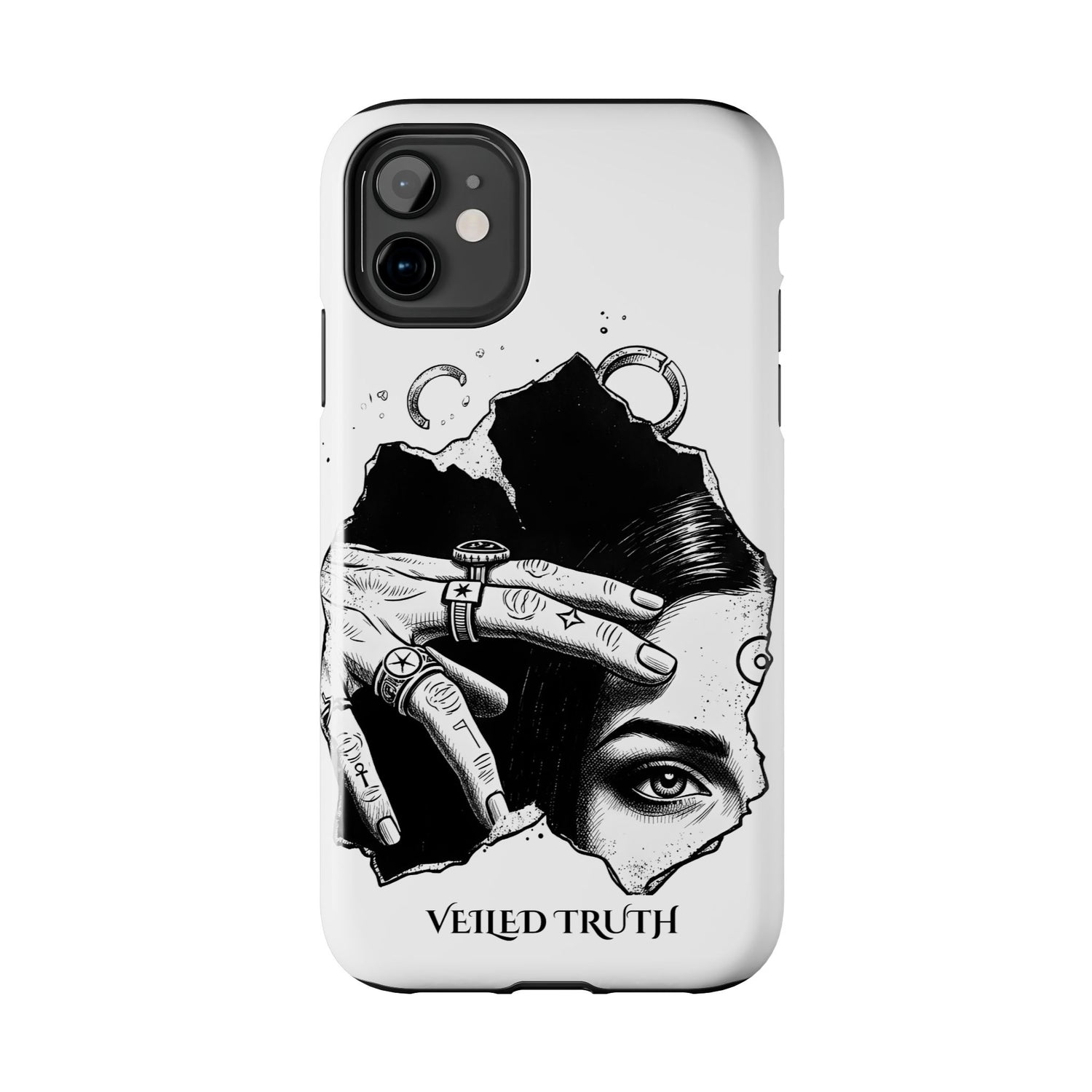 Tough Phone Case — Veiled Truth Black &amp; White Mystic Illustration