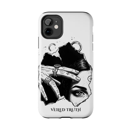 Tough Phone Case — Veiled Truth Black &amp; White Mystic Illustration