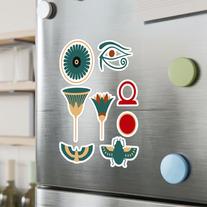Egyptian Symbols Vinyl Decal Pack — Eye of Horus, Lotus, Eagle, Scarab &amp; Cartouche (8-Pack)