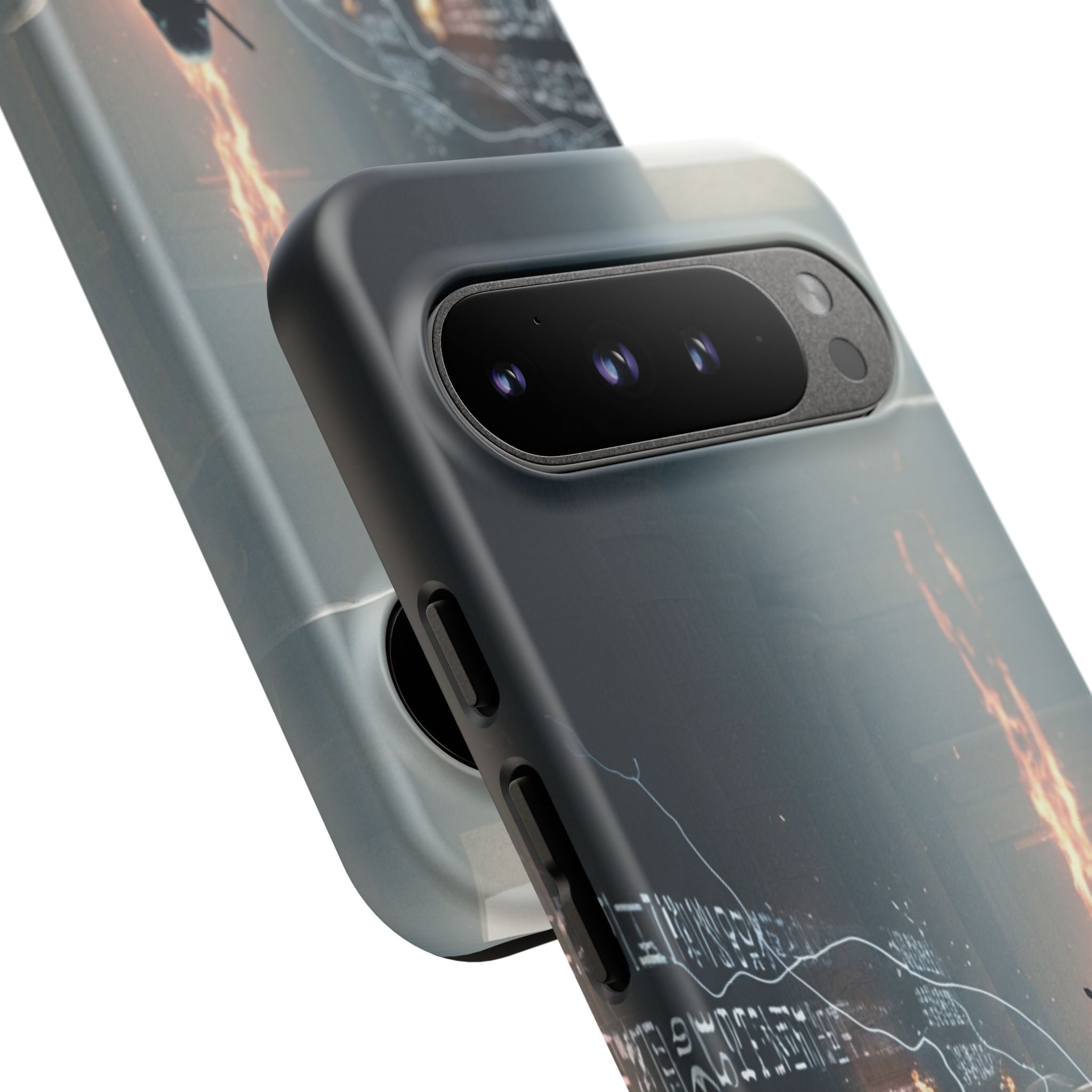 Phone Case - Cybermage Silhouette with Lightning Spell
