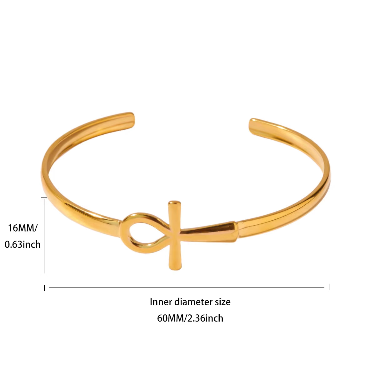 Ankh Cuff Bracelet Gold Stainless Steel – Key of Life