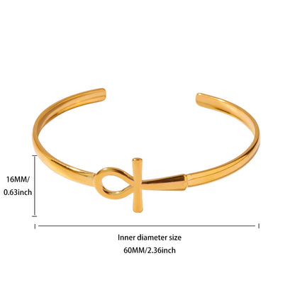 Ankh Cuff Bracelet Gold Stainless Steel – Key of Life