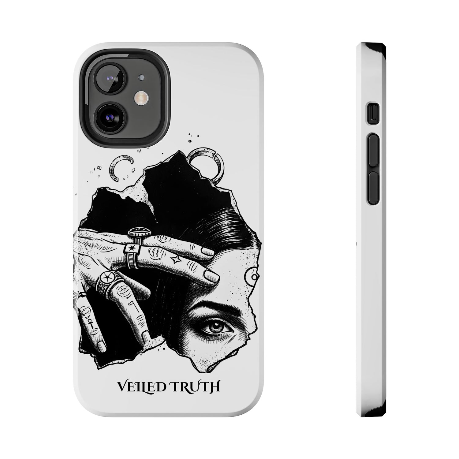 Tough Phone Case — Veiled Truth Black &amp; White Mystic Illustration