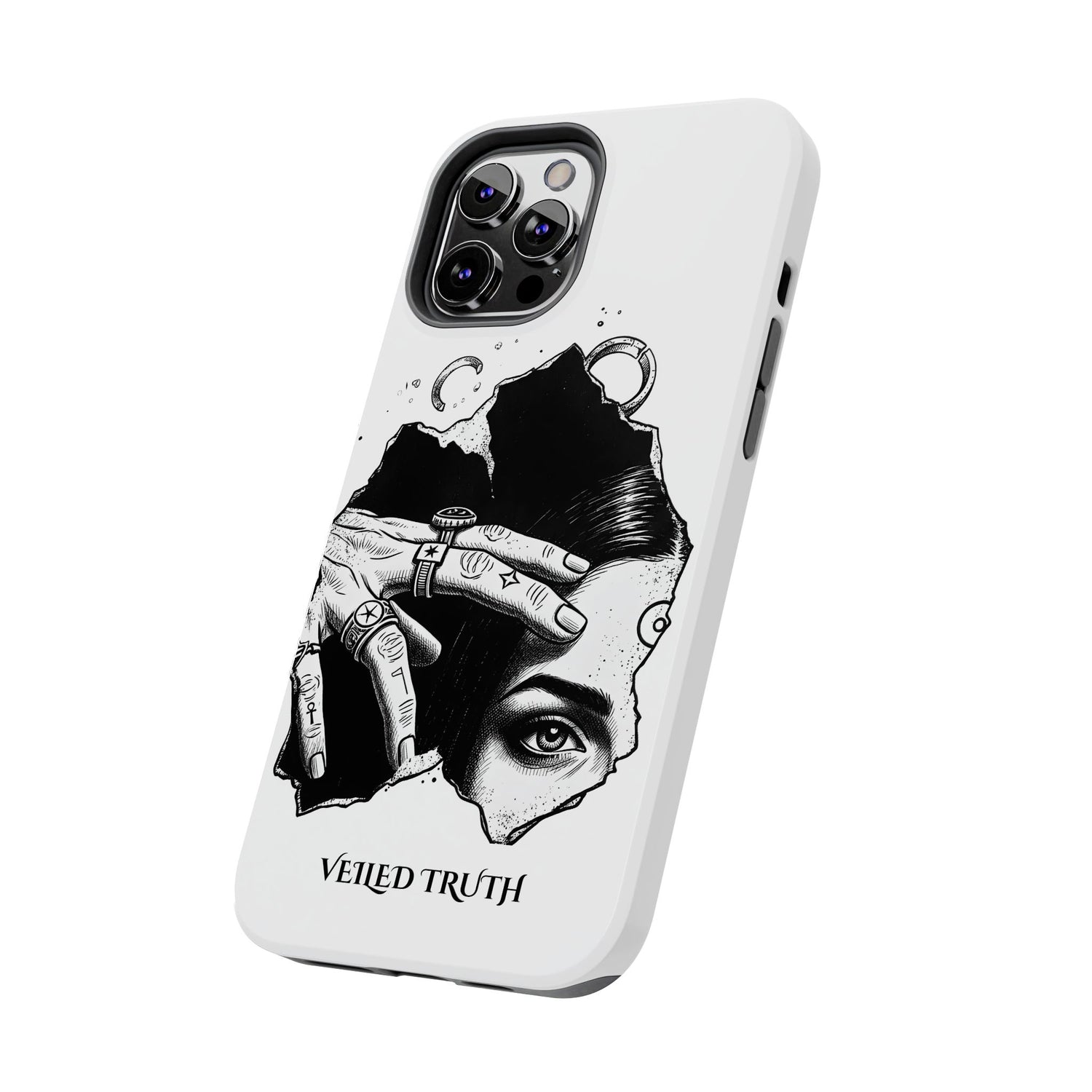 Tough Phone Case — Veiled Truth Black &amp; White Mystic Illustration