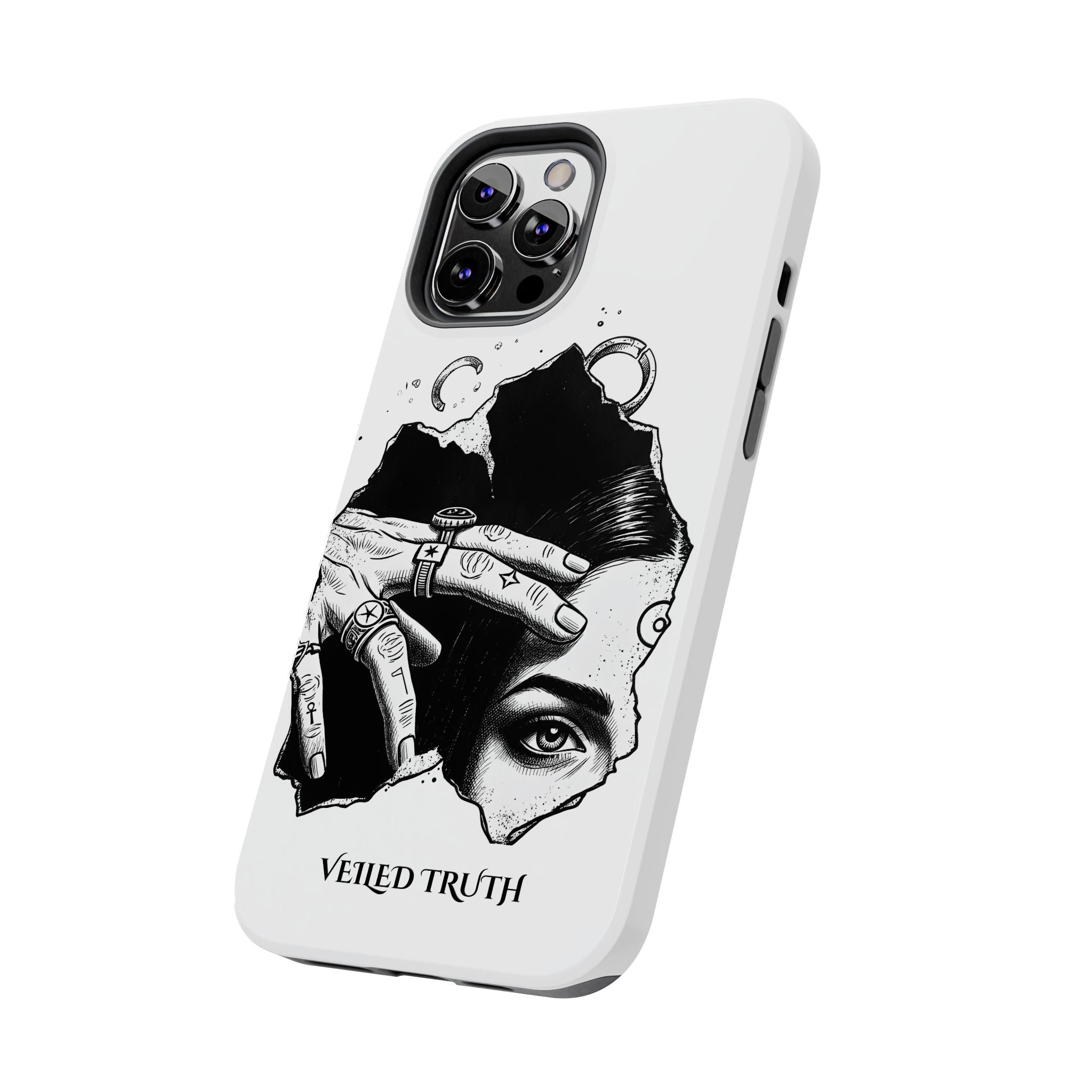 Tough Phone Case — Veiled Truth Black &amp; White Mystic Illustration