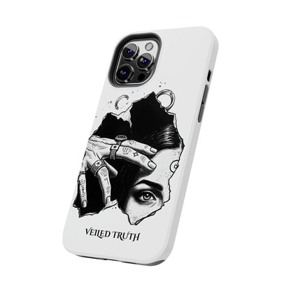 Tough Phone Case — Veiled Truth Black &amp; White Mystic Illustration