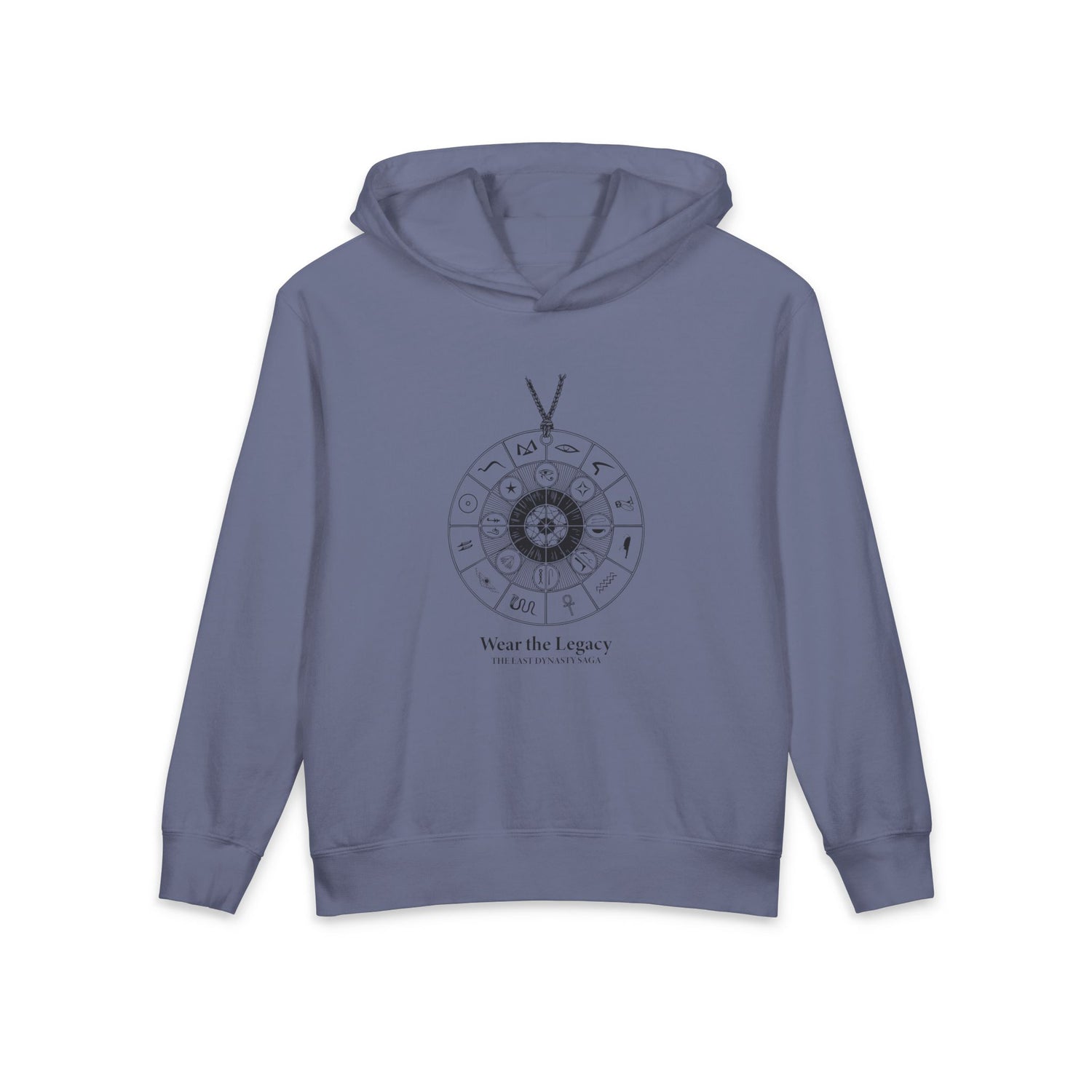The SAGA Compass with a Spell Youth Hoodie — Geometric Anubis Design "You Are The Spell"