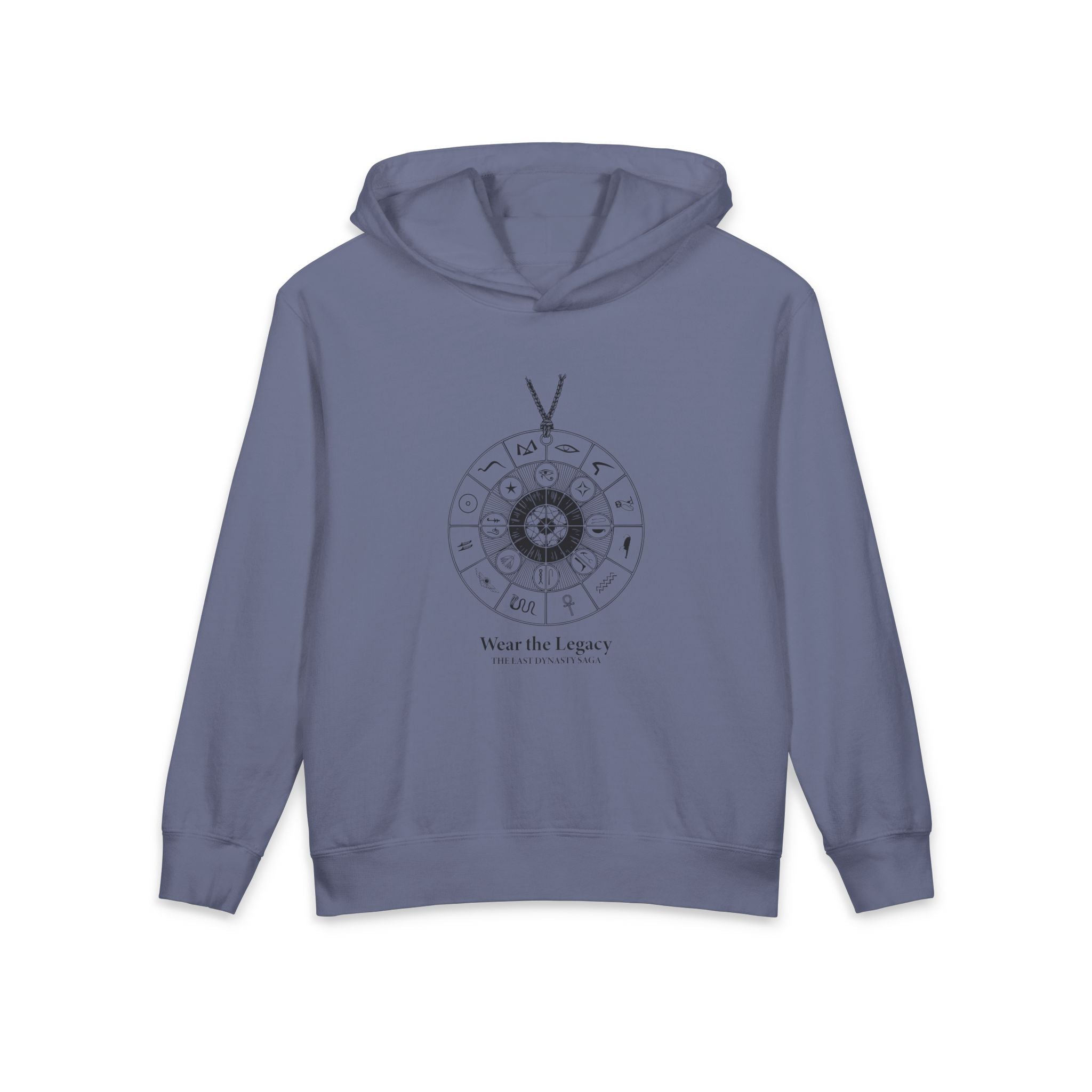 The SAGA Compass with a Spell Youth Hoodie — Geometric Anubis Design "You Are The Spell"