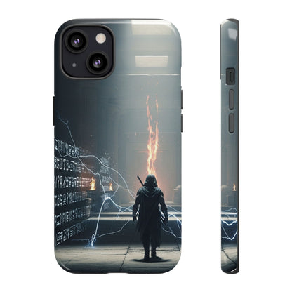 Phone Case - Cybermage Silhouette with Lightning Spell