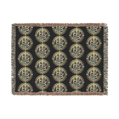 The Serpent Geometric Woven Throw Blanket — Mosaic Circle Pattern, Cozy Living Room &amp; Bedroom Décor