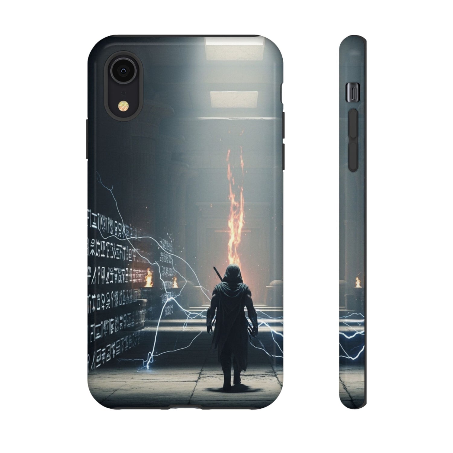 Phone Case - Cybermage Silhouette with Lightning Spell