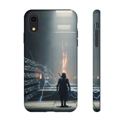 Phone Case - Cybermage Silhouette with Lightning Spell