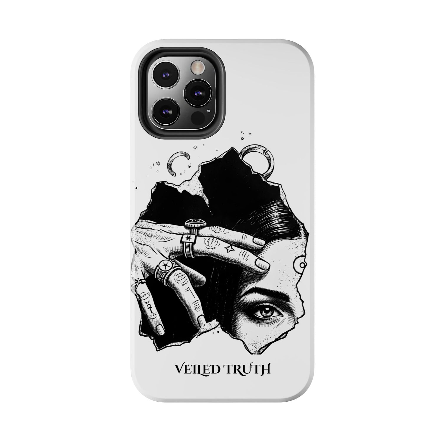 Tough Phone Case — Veiled Truth Black &amp; White Mystic Illustration