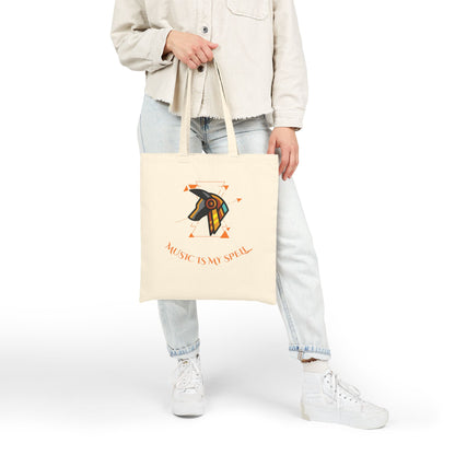 Canvas Tote Bag — Geometric Musical Horse &amp; Intricate Mandala Horse Art