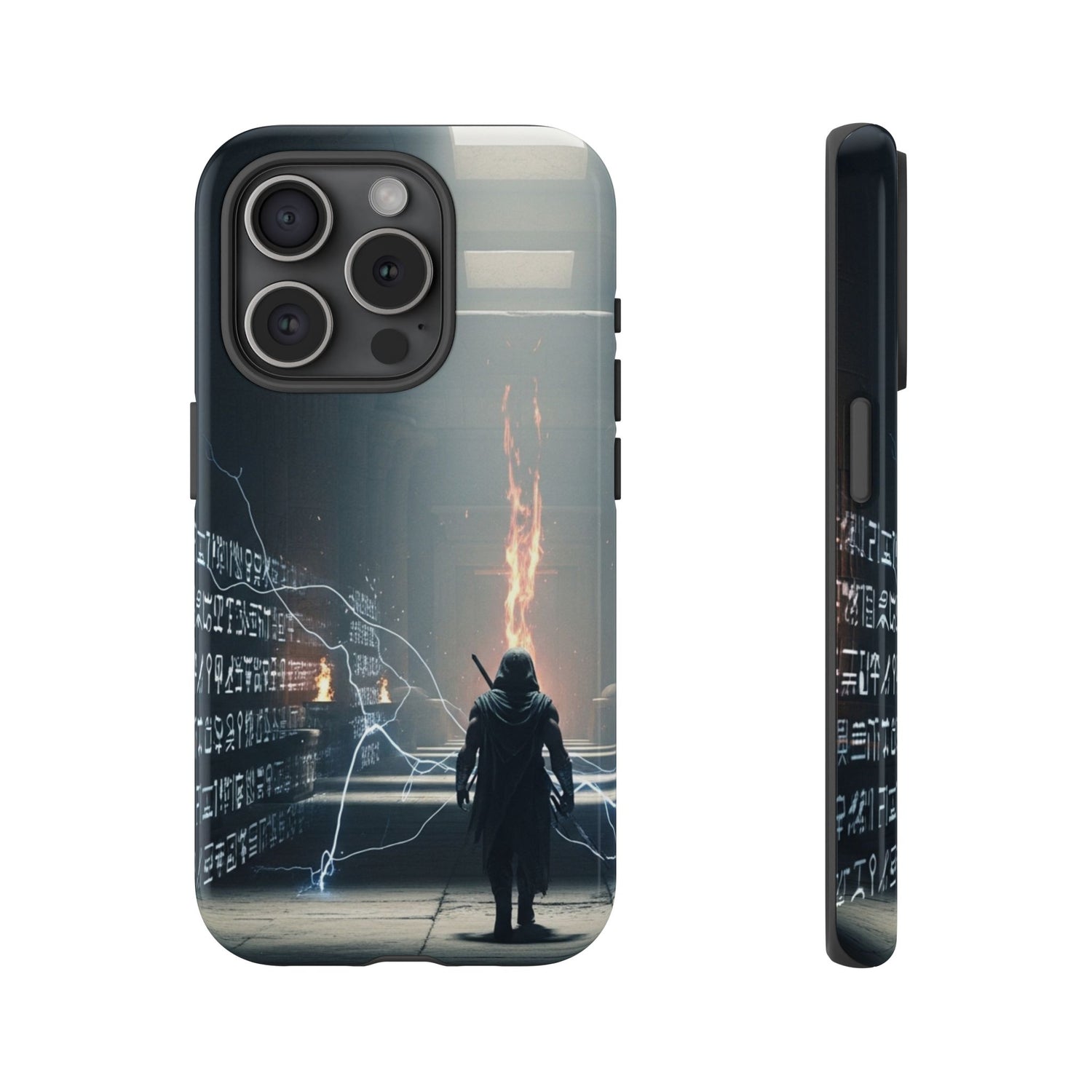 Phone Case - Cybermage Silhouette with Lightning Spell