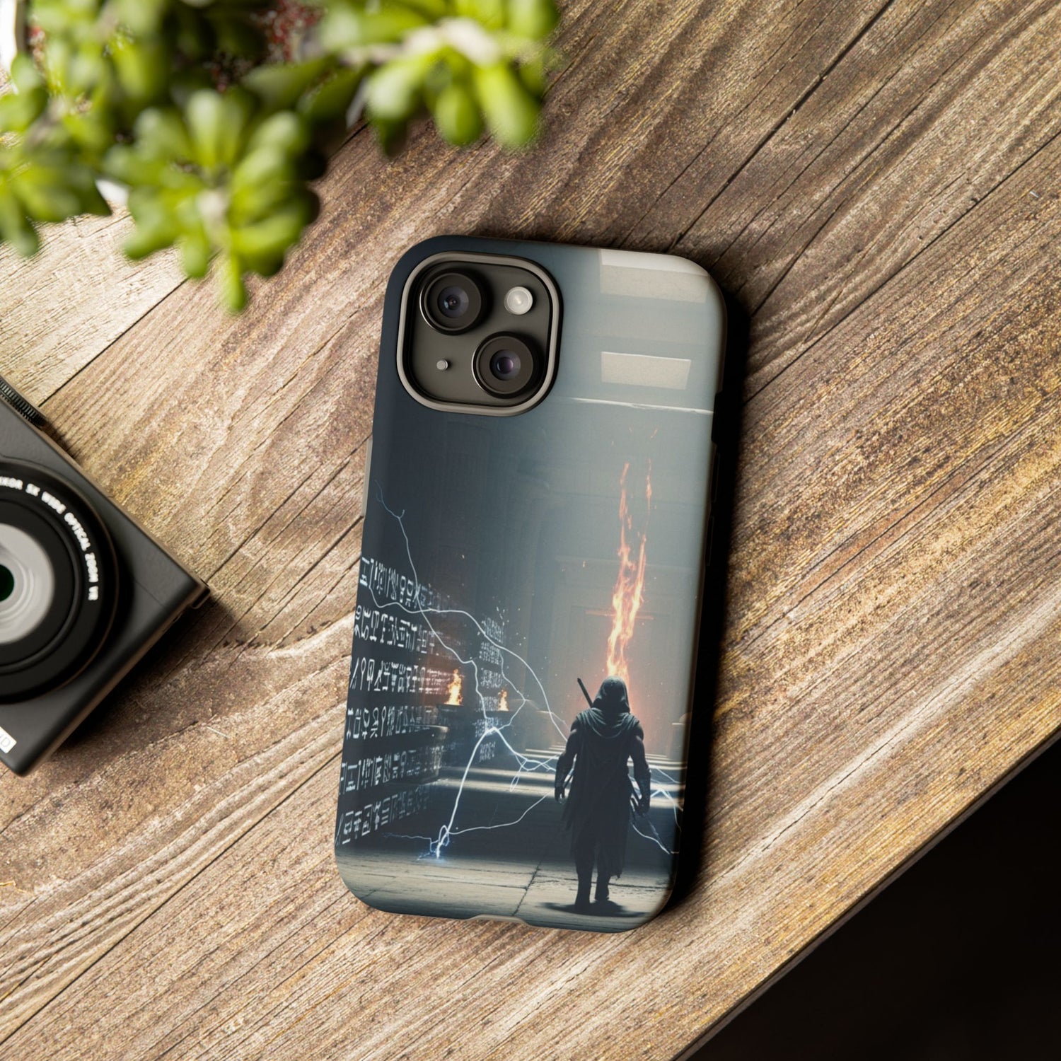 Phone Case - Cybermage Silhouette with Lightning Spell