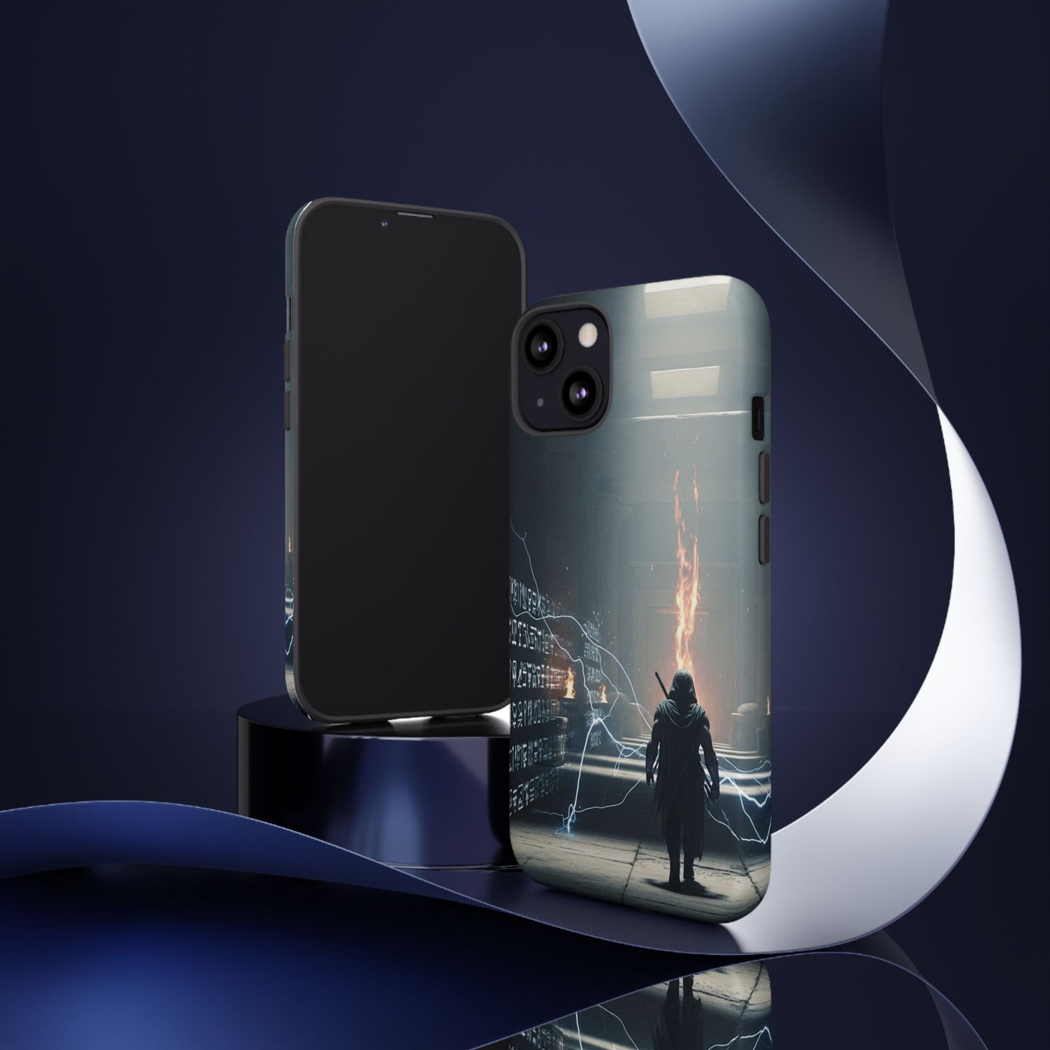 Phone Case - Cybermage Silhouette with Lightning Spell