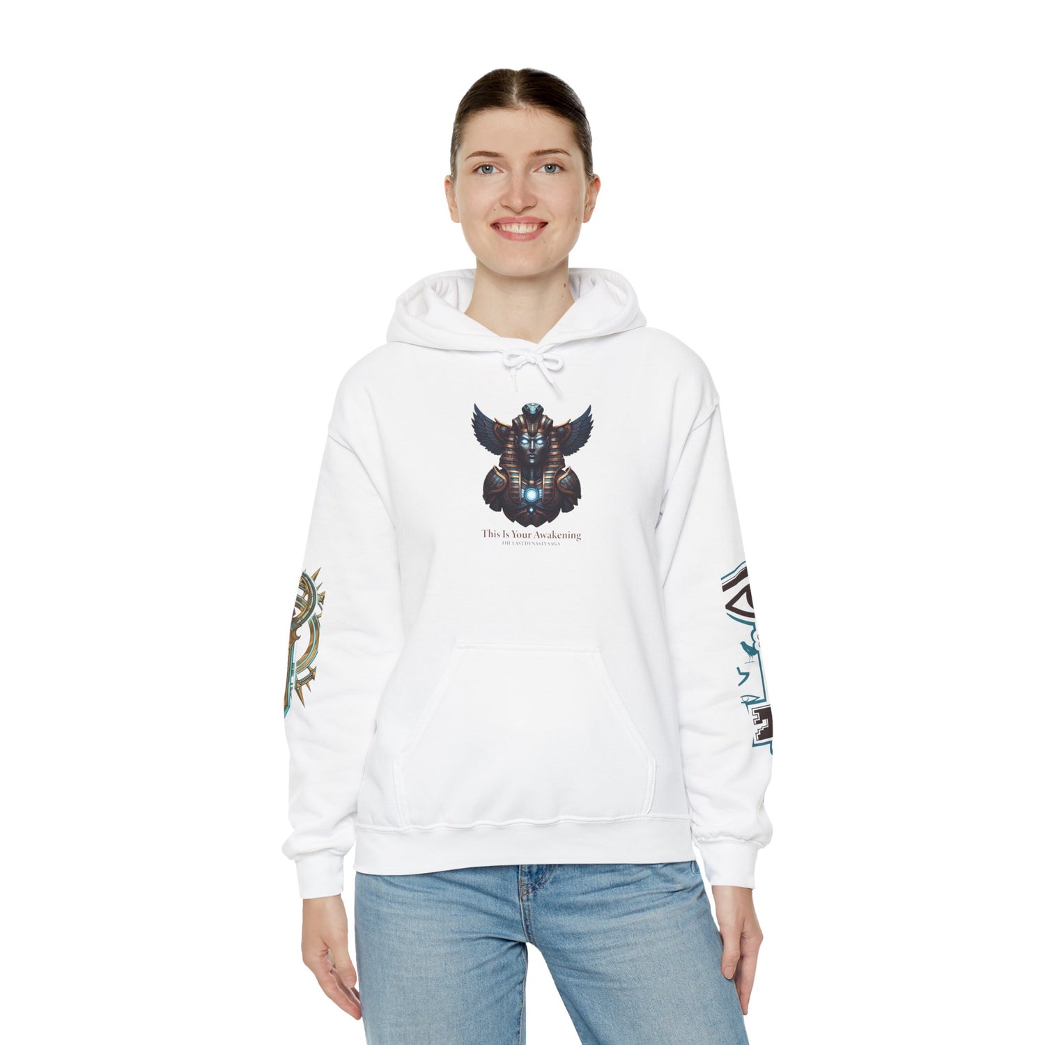 Rune Key Crest Hoodie — Fantasy Key &amp; Winged Emblem Graphic Hoodie