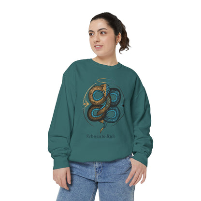Snake Emblem Sweatshirt — "Reborn to Rule" Graphic Crewneck