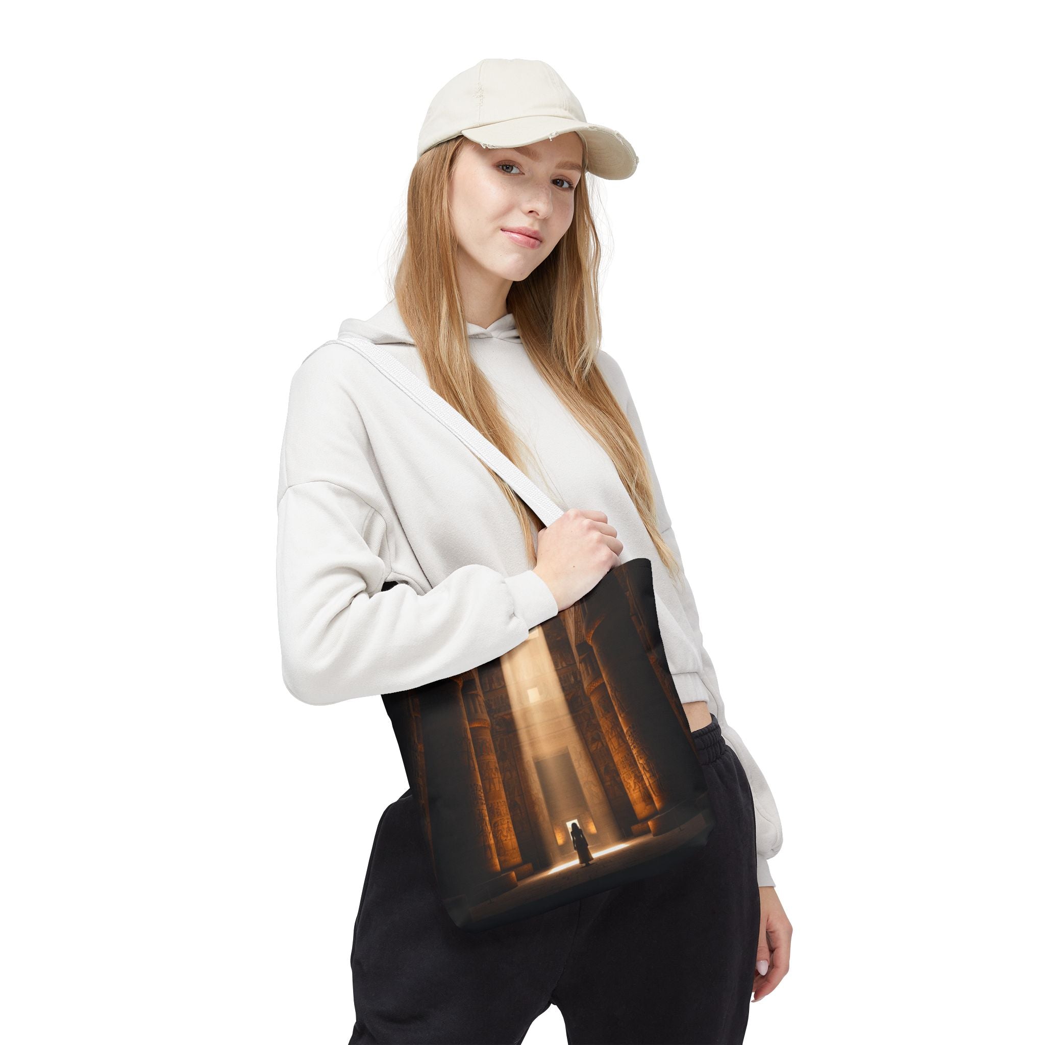 Mystic Temple Tote Bag — Ancient Light &amp; Symbolic Wheel AOP Tote