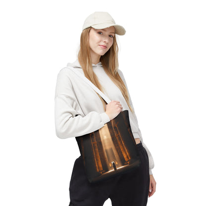 Mystic Temple Tote Bag — Ancient Light &amp; Symbolic Wheel AOP Tote