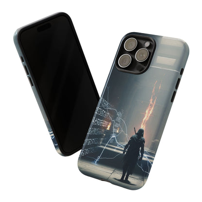 Phone Case - Cybermage Silhouette with Lightning Spell
