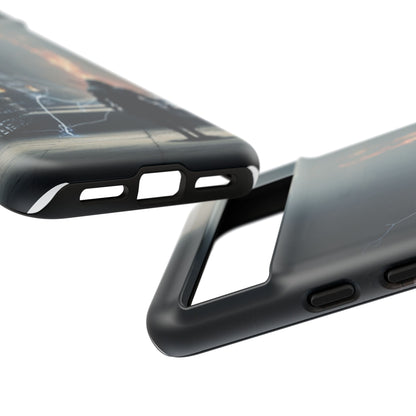 Phone Case - Cybermage Silhouette with Lightning Spell