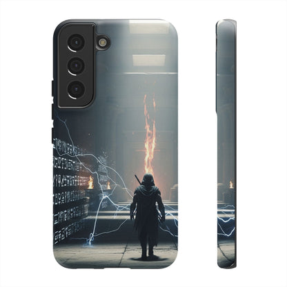 Phone Case - Cybermage Silhouette with Lightning Spell