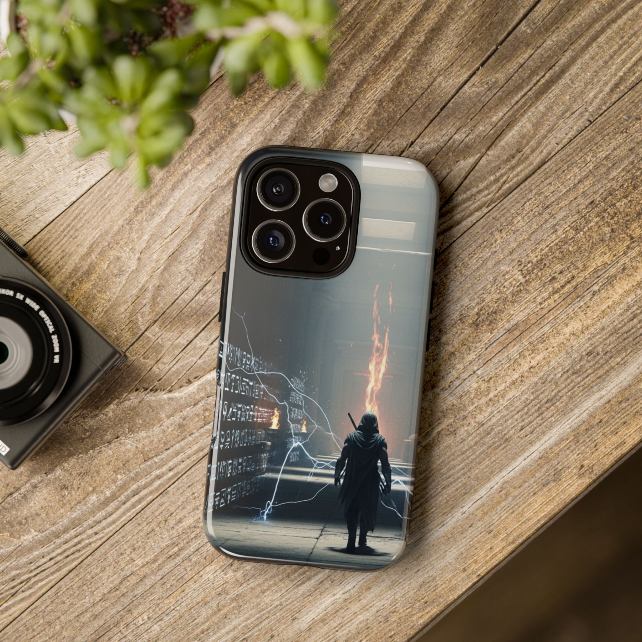 Phone Case - Cybermage Silhouette with Lightning Spell