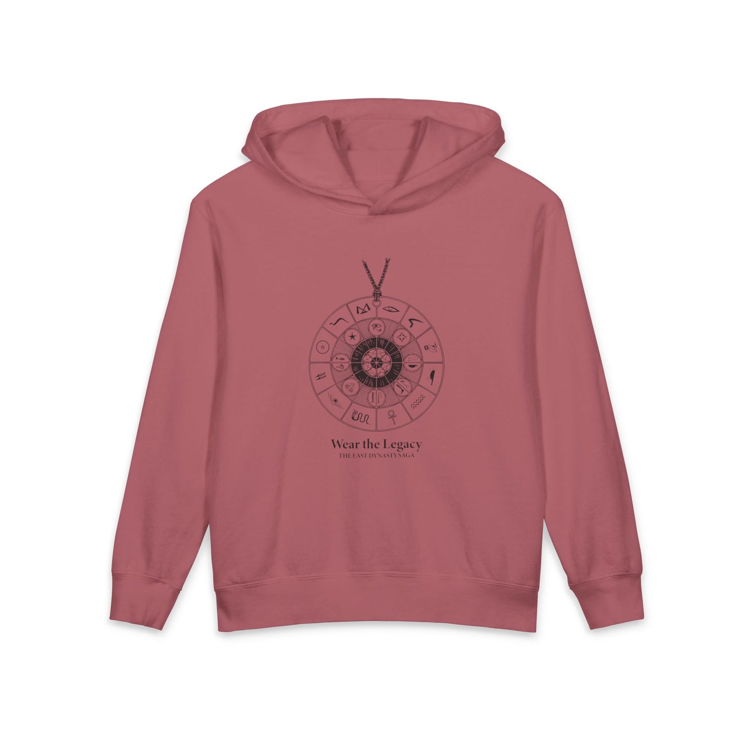 The SAGA Compass with a Spell Youth Hoodie — Geometric Anubis Design "You Are The Spell"