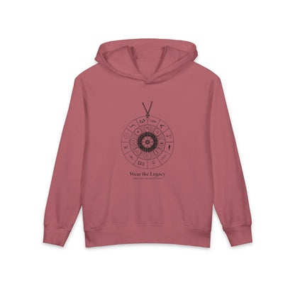 The SAGA Compass with a Spell Youth Hoodie — Geometric Anubis Design "You Are The Spell"