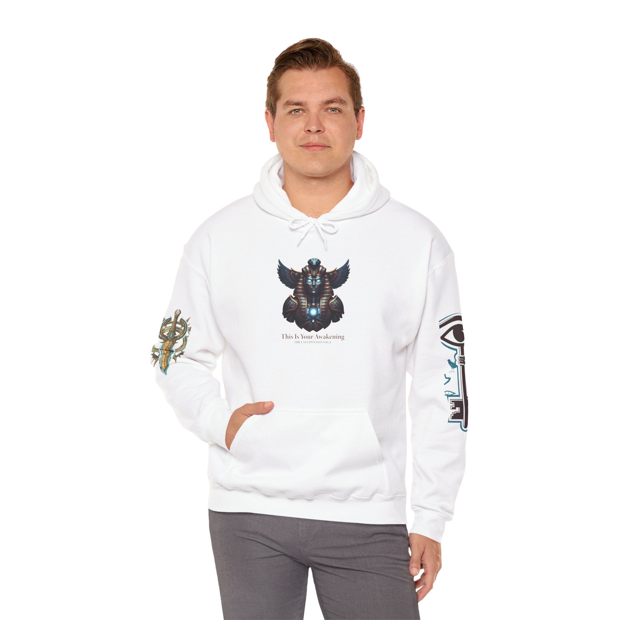 Rune Key Crest Hoodie — Fantasy Key &amp; Winged Emblem Graphic Hoodie