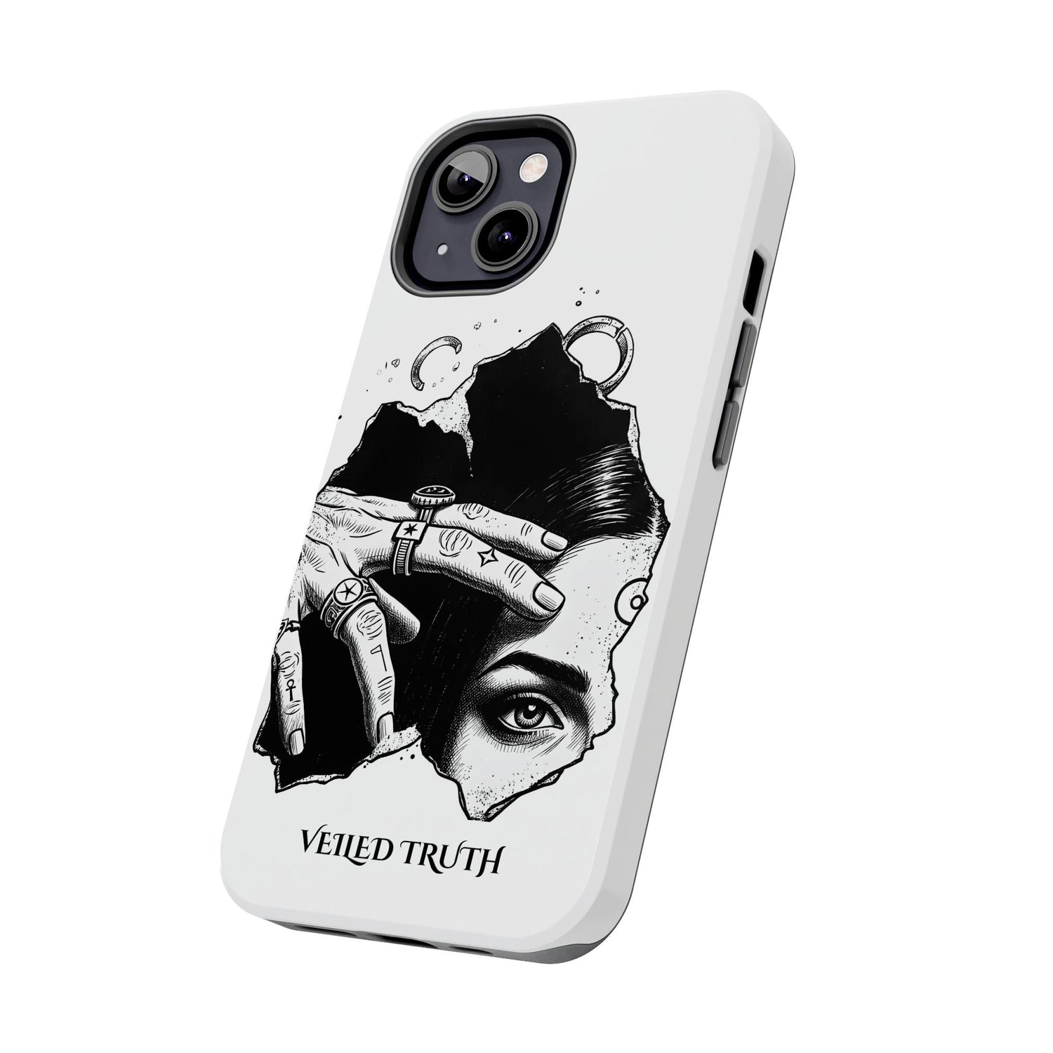 Tough Phone Case — Veiled Truth Black &amp; White Mystic Illustration