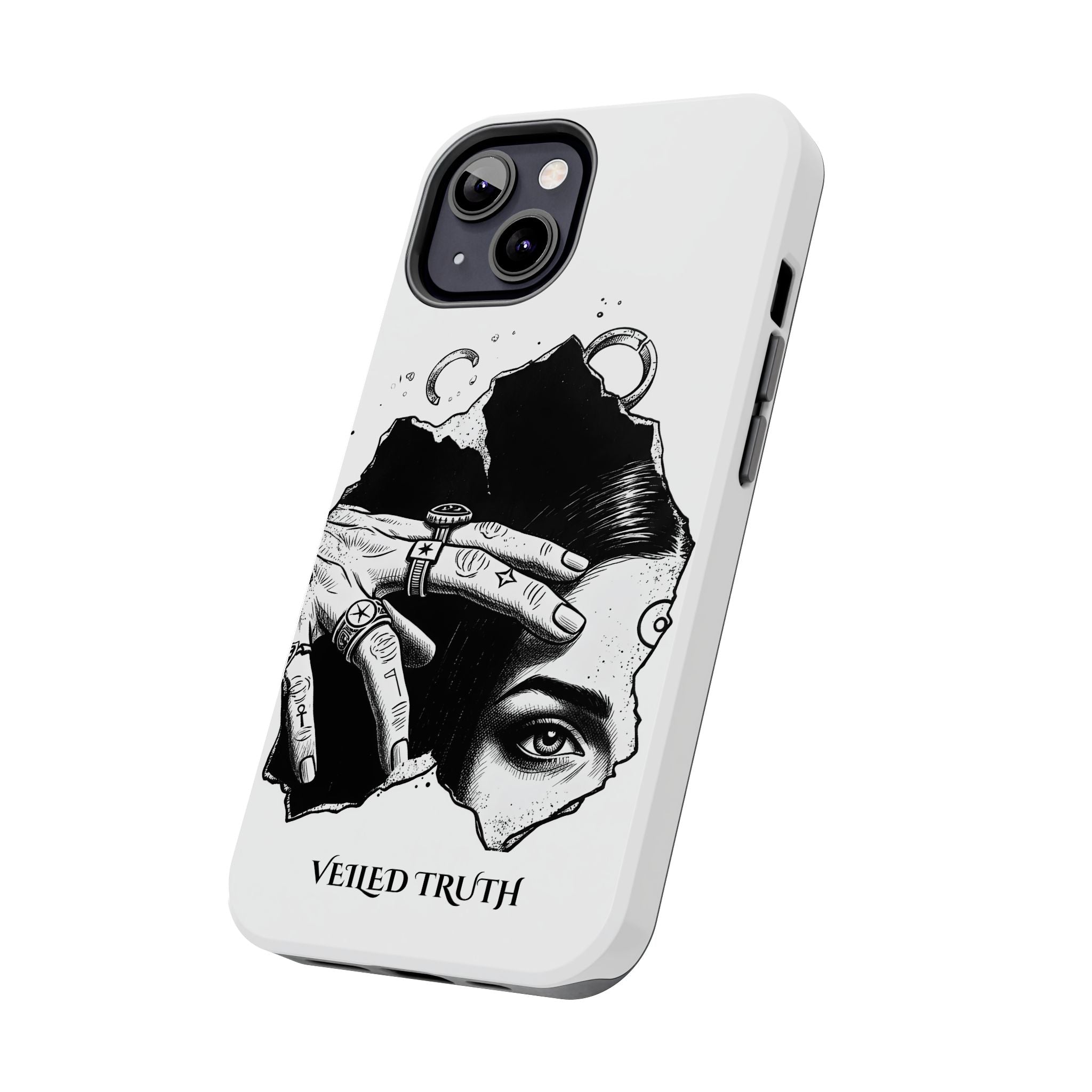 Tough Phone Case — Veiled Truth Black &amp; White Mystic Illustration