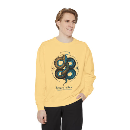 Snake Emblem Sweatshirt — "Reborn to Rule" Graphic Crewneck