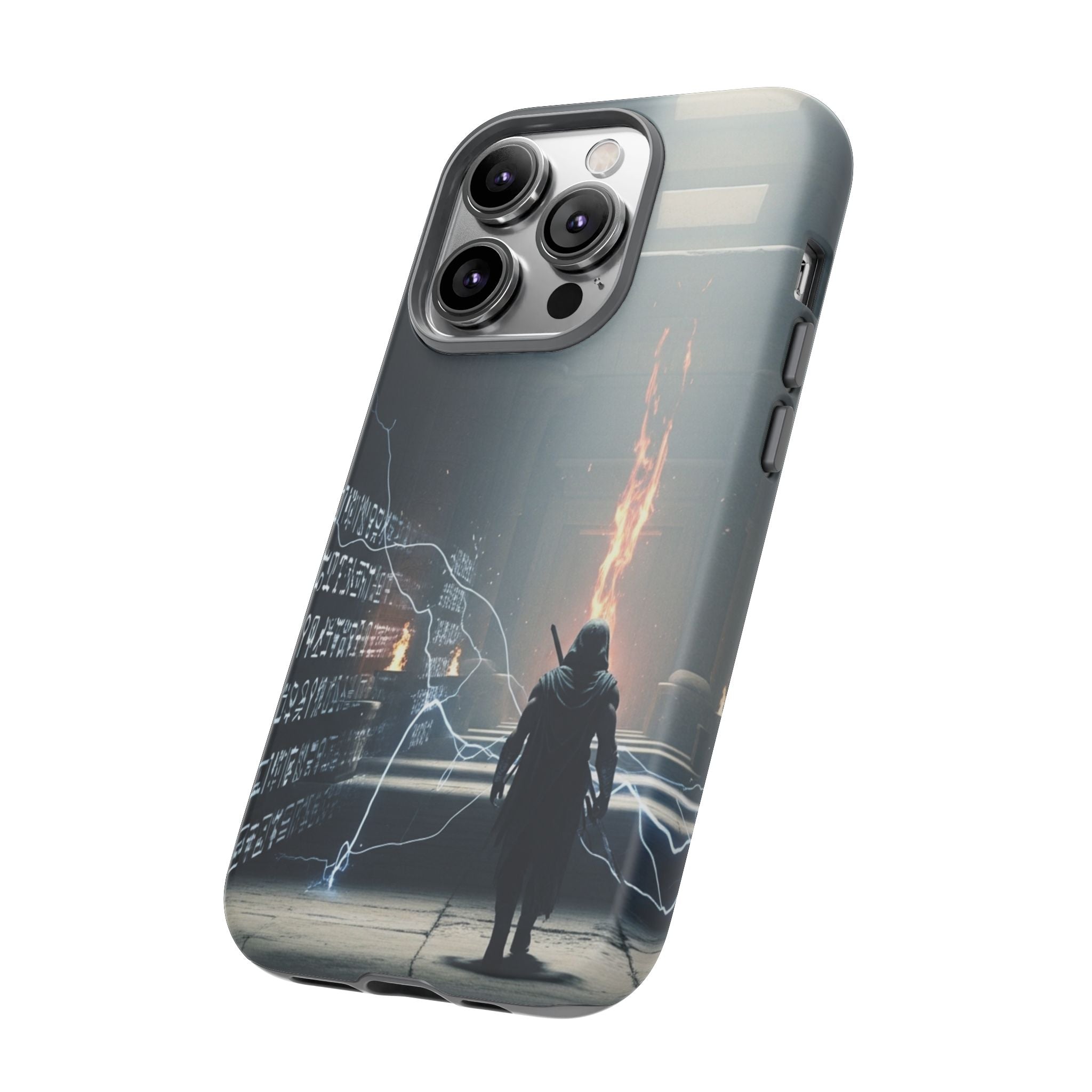 Phone Case - Cybermage Silhouette with Lightning Spell