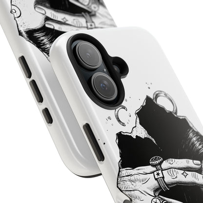 Tough Phone Case — Veiled Truth Black &amp; White Mystic Illustration