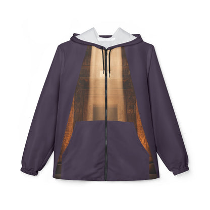 The Saga Temple Midnight Cat Windbreaker Jacket — Abstract Tribal Moon Design
