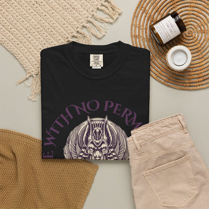 Rise With No Permission T-Shirt — Anubis Helmet Graphic Tee (“Your Song Is Your Spell”)