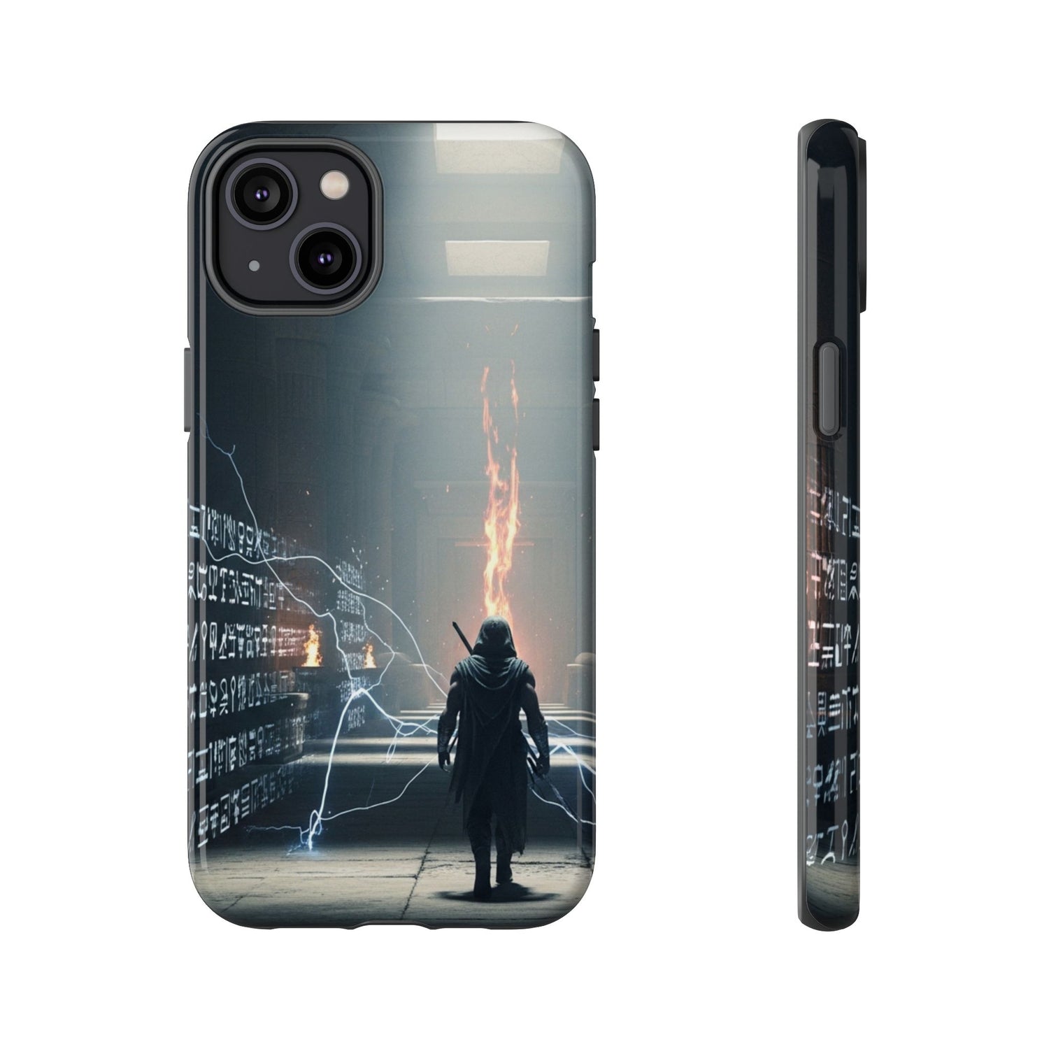 Phone Case - Cybermage Silhouette with Lightning Spell