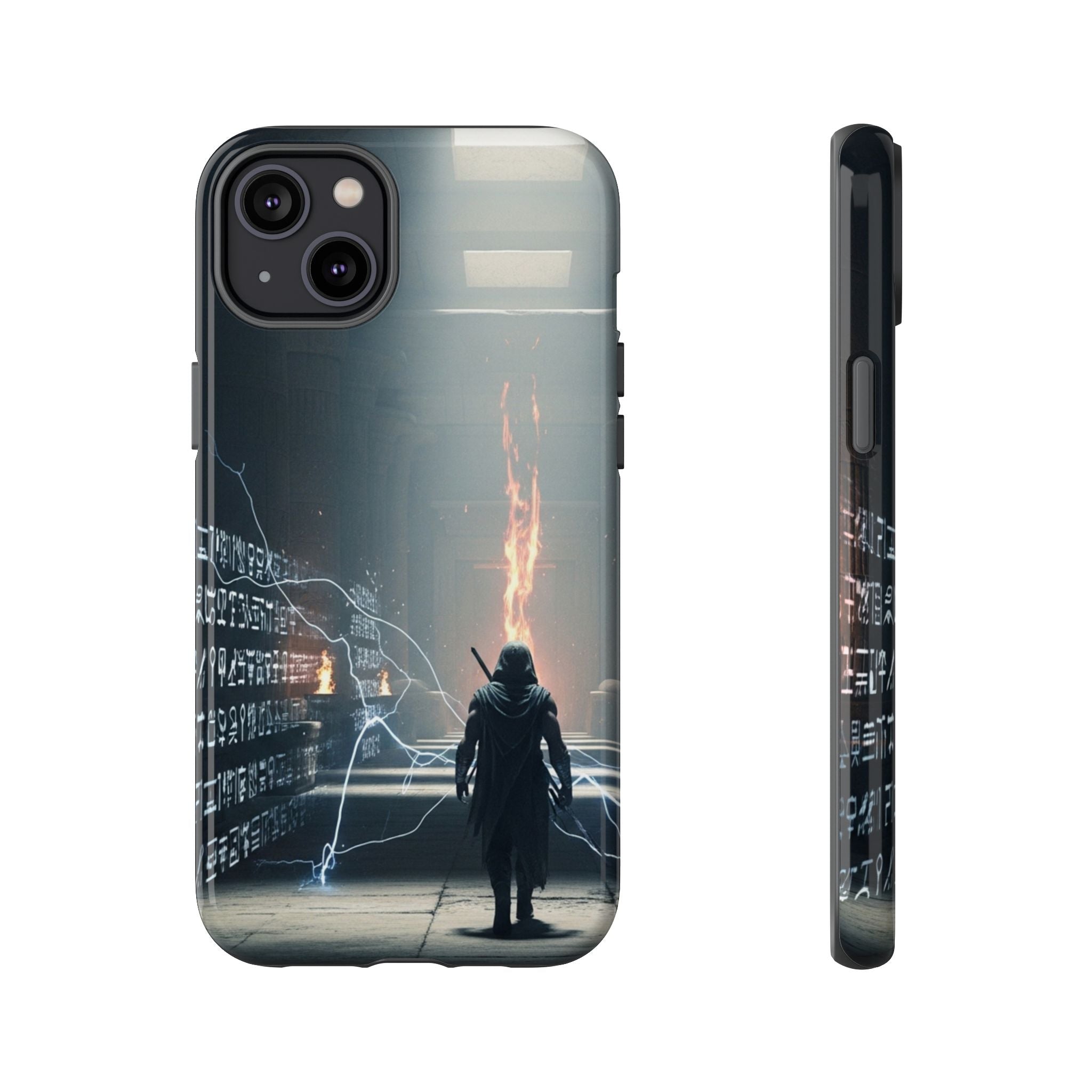Phone Case - Cybermage Silhouette with Lightning Spell